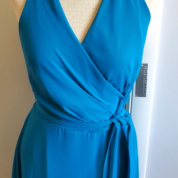 Elegant but Simple Teal Chiffon Dress - Picture 2 of 6